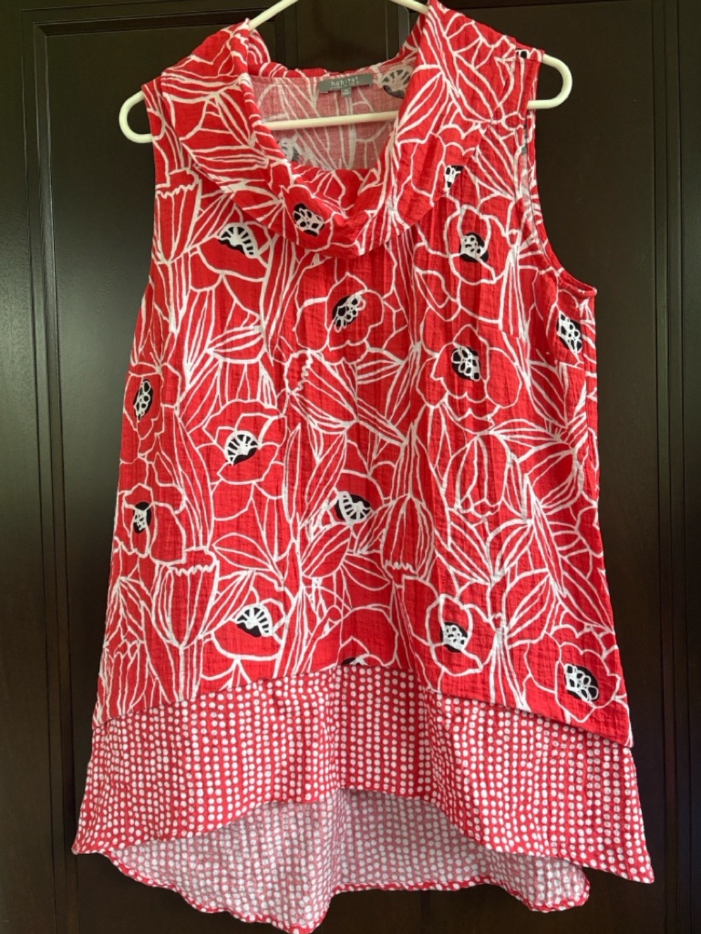 EUC Habitat A-Line Cowl Neck Top Floral Size Medium